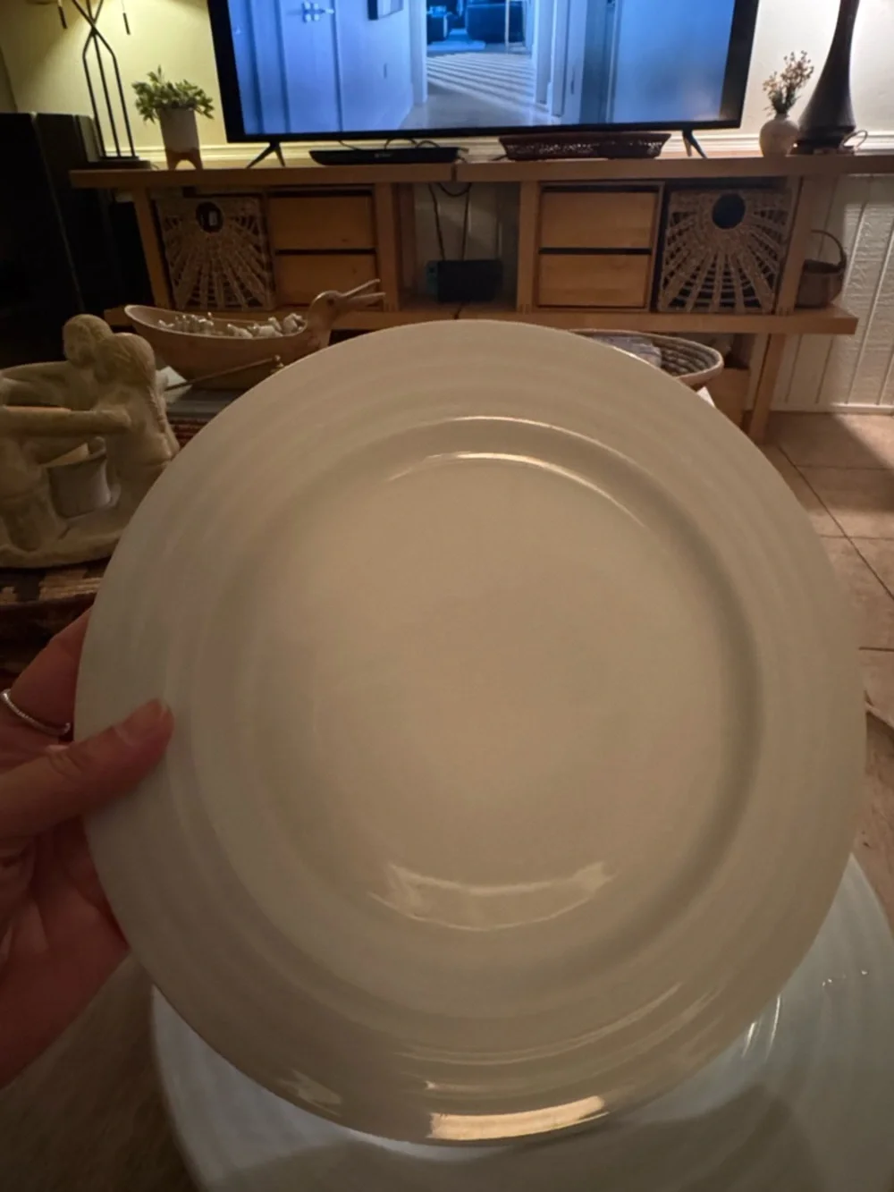 Crate&Barrel Roulette White Porcelain Dinner Plate - set of 3